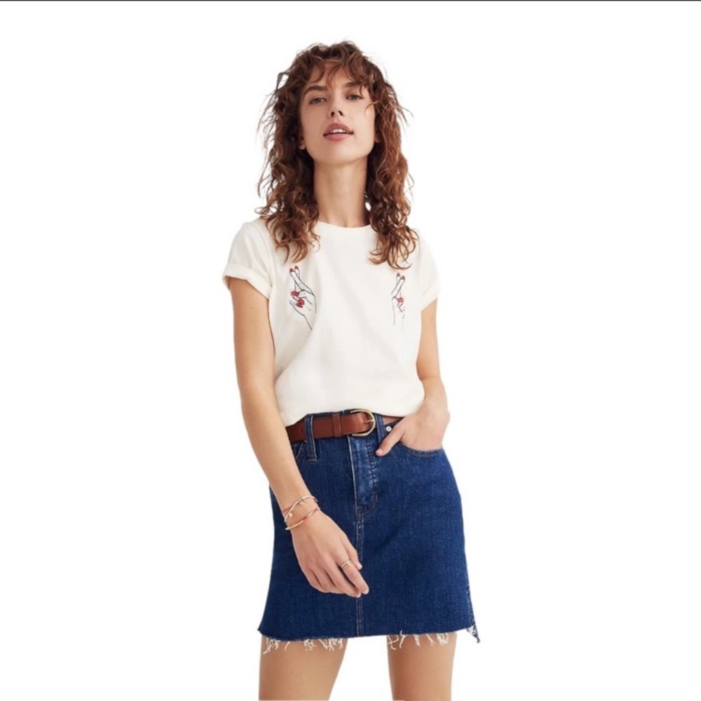 Madewell Stretch Denim Distressed Skirt!